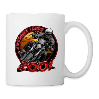 Awesome since 2001, Biker Geburtstag - Tasse - Weiß - Rechts