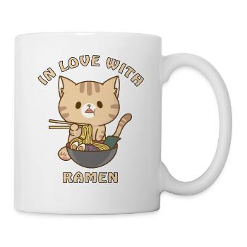 Katze Ramen Kawaii Nudeln Geschenk - Tasse - Weiß - Rechts