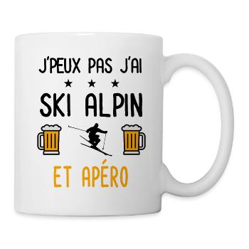 J'peux pas j'ai ski alpin skieur apéro - Mug blanc - blanc - Droite