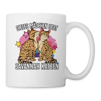 Dieses Mädchen liebt Savannah Katzen - Tasse - Weiß - Rechts