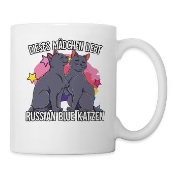 Dieses Mädchen liebt Russisch Blau Katzen - Tasse - Weiß - Rechts