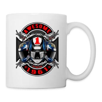 Awesome since 1961, Biker Geburtstag - Tasse - Weiß - Rechts