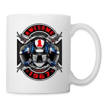 Awesome since 1967, Biker Geburtstag - Tasse - Weiß - Rechts