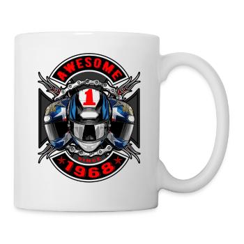 Awesome since 1968, Biker Geburtstag - Tasse - Weiß - Rechts