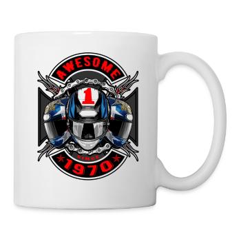 Génial depuis 1970, anniversaire du motard - Mug blanc - blanc - Droite