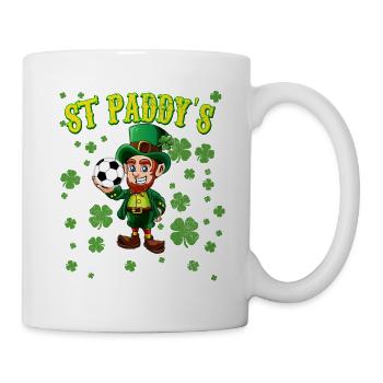 Leprechaun avec ballon de football Kids St Patricks Day - Mug blanc - blanc - Droite