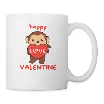 Monkey for Valentine's Day cute animals with hearts - Mug - white - Right