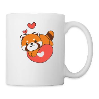 Roter Panda zum Valentinstag süße Tiere mit Herzen - Tasse - Weiß - Rechts