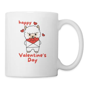 Alpaka zum Valentinstag süße Tiere mit Herzen - Tasse - Weiß - Rechts