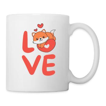Renard pour la Saint-Valentin animaux mignons avec des cœurs Amour - Mug blanc - blanc - Droite