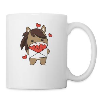 Pferd zum Valentinstag süße Tiere mit Herzen - Tasse - Weiß - Rechts