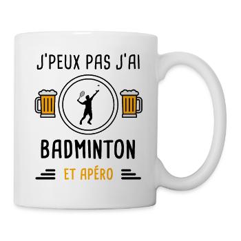j'peux pas j'ai badminton homme apéro cadeau - Mug blanc - blanc - Droite