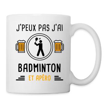 j'peux pas j'ai badminton joueur apéro cadeau - Mug blanc - blanc - Droite