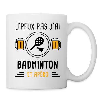 j'peux pas j'ai badminton raquette apéro cadeau - Mug blanc - blanc - Droite