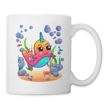 Bébé baleine narval licorne marine - Mug blanc - blanc - Droite
