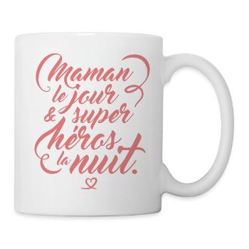 Maman le jour, Super-héro la nuit - Mug blanc - blanc - Droite