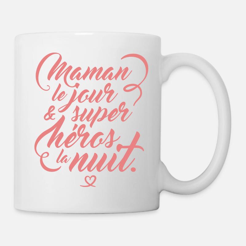 Maman le jour, Super-héro la nuit - Mug blanc - blanc