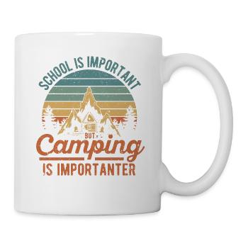 L’école est importante, mais le camping est plus important - Mug blanc - blanc - Droite