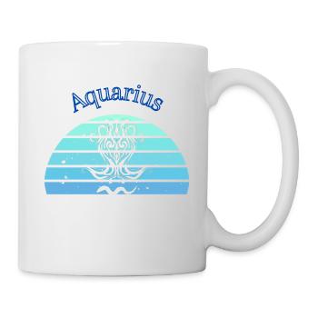 Retro-Logo astrologisches Zeichen "Wassermann" - Tasse - Weiß - Rechts