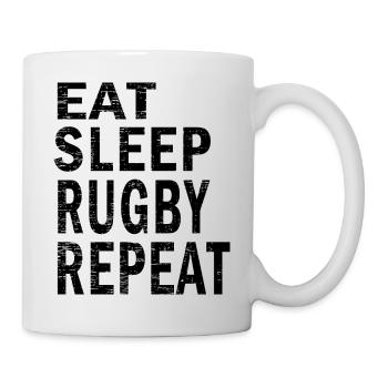 Eat sleep rugby repeat for rugby lovers - Tasse - Weiß - Rechts