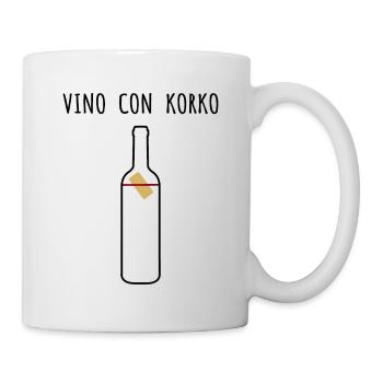 VINO CON KORKO - Lustiger Spruch Weinliebhaber - Tasse - Weiß - Rechts
