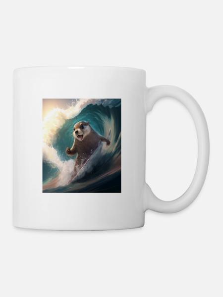 Beach Vibe Otter Cool Surfing Otter - Mug blanc - blanc