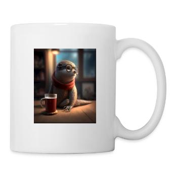 Otter Lovers Nerd Otter Drinking Coffee - Mug - white - Right
