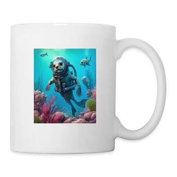 Cool Sea Otter Costume Scuba Diving Otter - Tasse - Weiß - Rechts