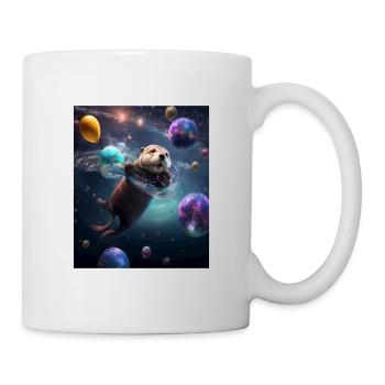 Funny Space Otters Space Otter With Planet - Tasse - Weiß - Rechts