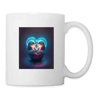 Kawaii Otter Pet Otter Couple se tenant la main - Mug blanc - blanc - Droite