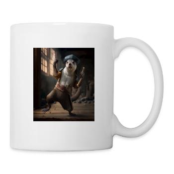 Mignon Loutre de mer Pet Dabbing Pirate Otter - Mug blanc - blanc - Droite