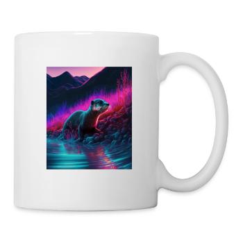 Cool Sea Otter Design Synthwave Wandering Otter - Tasse - Weiß - Rechts