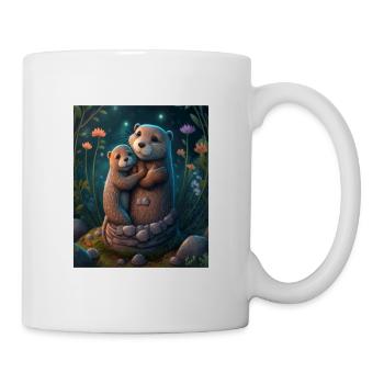 Cute Baby Otter Mother's Love Otter Baby - Tasse - Weiß - Rechts