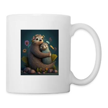 Cute Baby Otter Mother's Love Otter Baby - Tasse - Weiß - Rechts