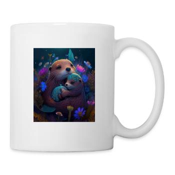 Cute Baby Otter Mother's Love Otter Baby - Tasse - Weiß - Rechts