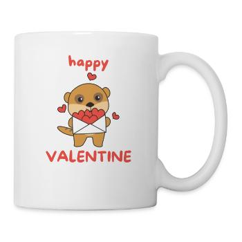 Meerkats for Valentine's Day cute animals with hearts - Mug - white - Right