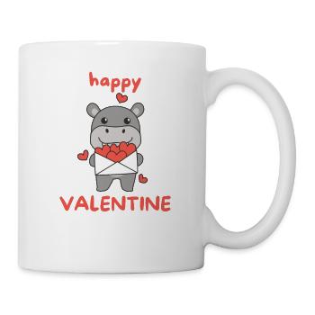 Hippopotame pour la Saint-Valentin animaux mignons avec des cœurs - Mug blanc - blanc - Droite
