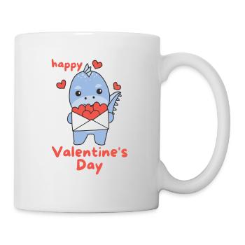 Dino zum Valentinstag süße Tiere mit Herzen - Tasse - Weiß - Rechts