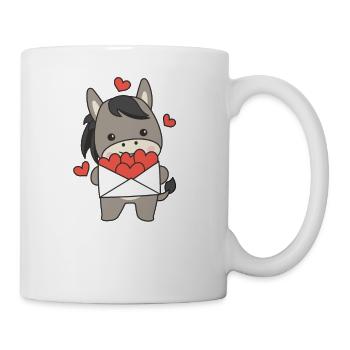 Esel zum Valentinstag süße Tiere mit Herzen - Tasse - Weiß - Rechts