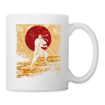 Ninja Japanische Kunst Vintage Kämpfer Retro - Tasse - Weiß - Rechts