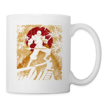Ninja Japanische Kunst Vintage Kämpfer Retro - Tasse - Weiß - Rechts