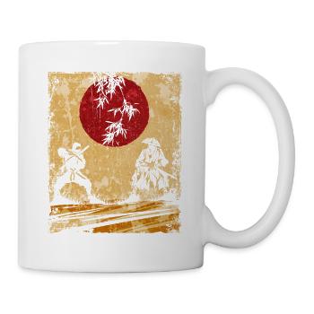 Ninja Japanische Kunst Vintage Kämpfer Retro - Tasse - Weiß - Rechts