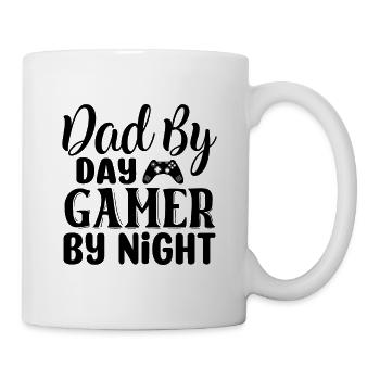 Dad By Day Gamer By Night - Funny Gamer Saying - Mug - white - Right