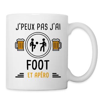 j'peux pas j'ai foot joueurs apéro cadeau - Mug blanc - blanc - Droite