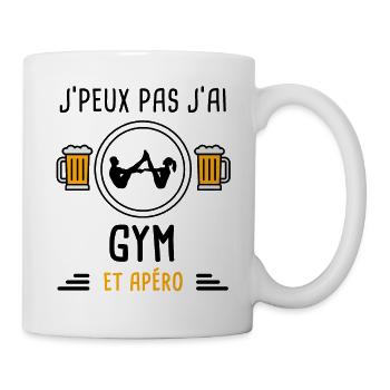 j'peux pas j'ai gym apéro cadeau - Mug blanc - blanc - Droite