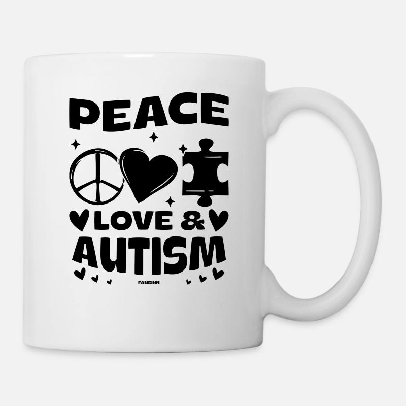 Frieden Herz Liebe Autismus Asperger Puzzle - Tasse - Weiß