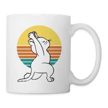 Cats Know How To Stretch! Retro Yoga Cat - Mug - white - Right