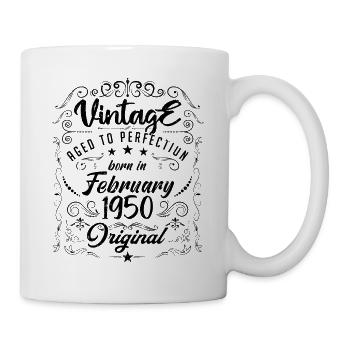 Jahrgang geboren im Februar 1950 Geburtstag Februar - Tasse - Weiß - Rechts