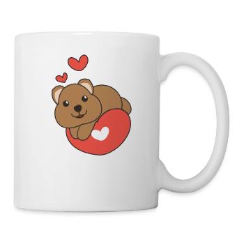 Quokka zum Valentinstag süße Tiere mit Herzen - Tasse - Weiß - Rechts