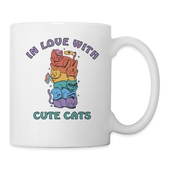 verliebt in süße Katzen LGBTQ - Tasse - Weiß - Rechts
